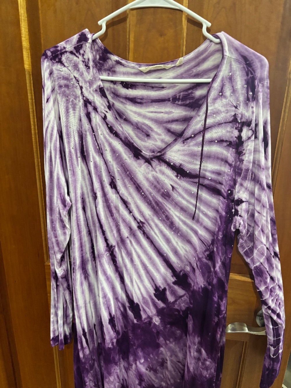 Soft surroundings tie-dyed boho tunic with tiny pearl detail throughout